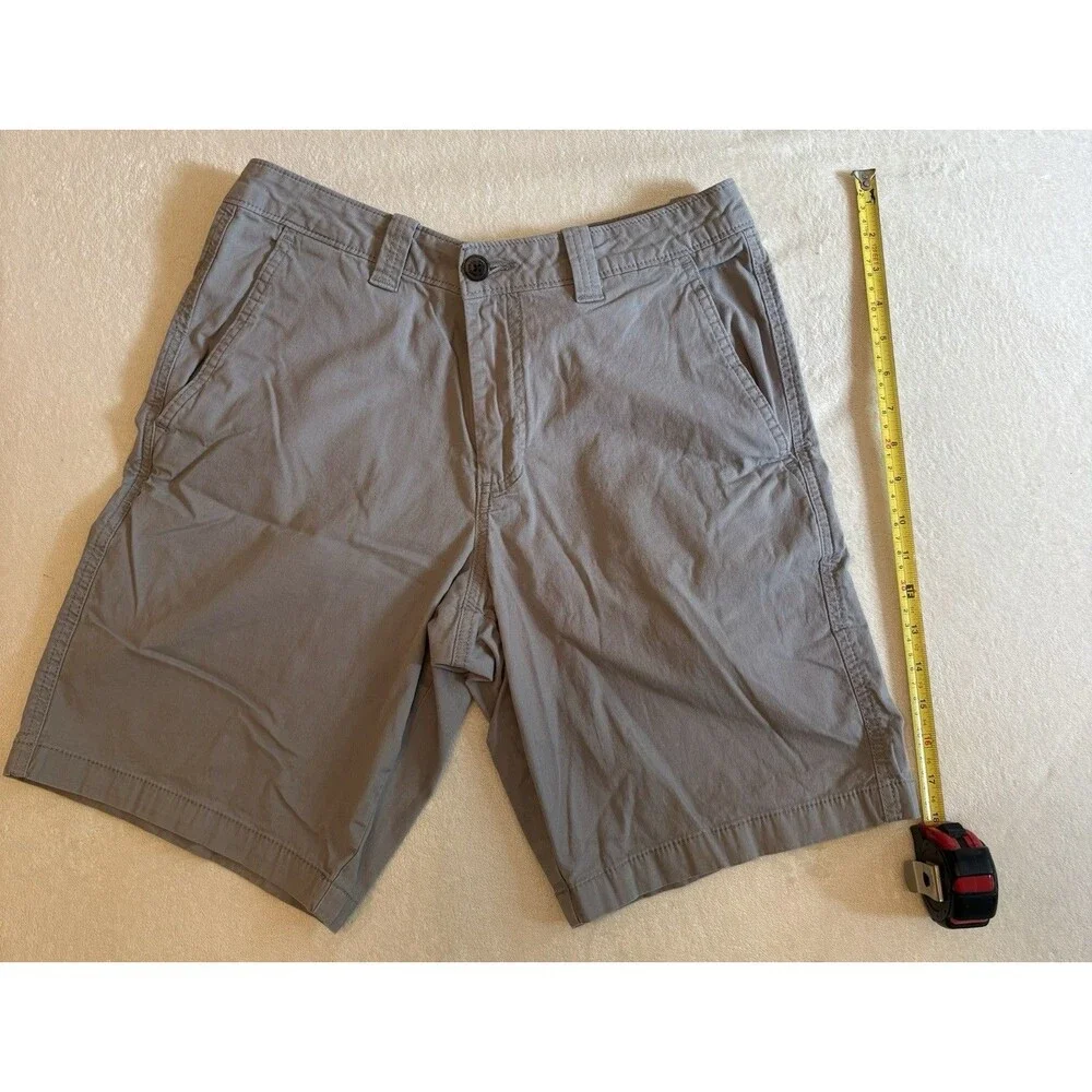 Magellan Outdoors Men’s 30W Gray Chino Shorts Cotton Stretch Casual Flat Front